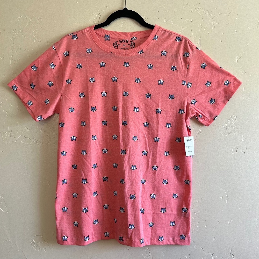 SGR casual fox print cotton blend pullover shirt size M